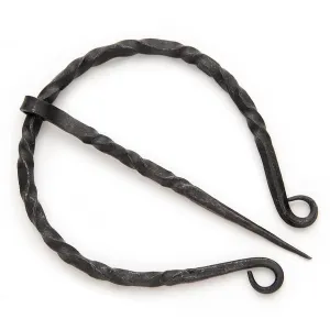 Twisted Forged Iron Scallop Brooch Cloak Pin