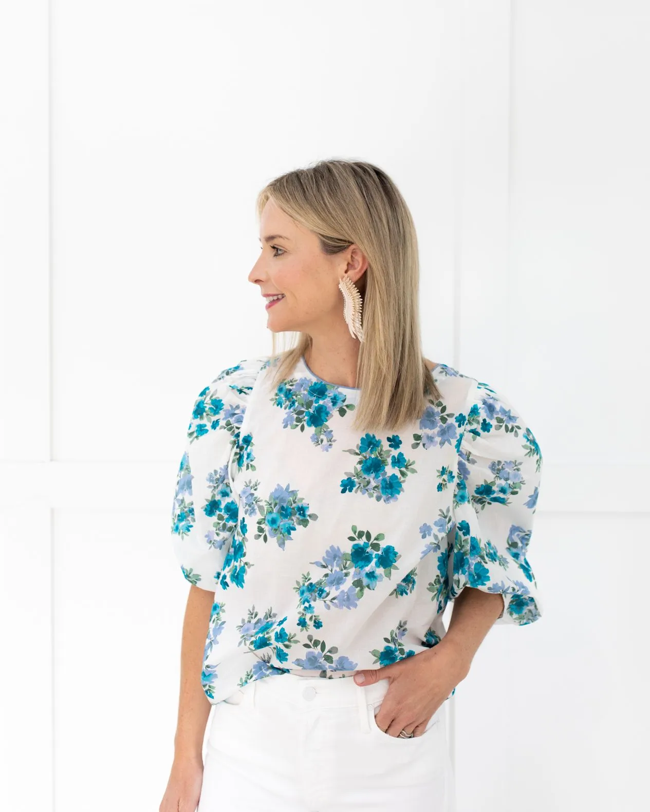Vintage Blue Floral Top by LaRoque