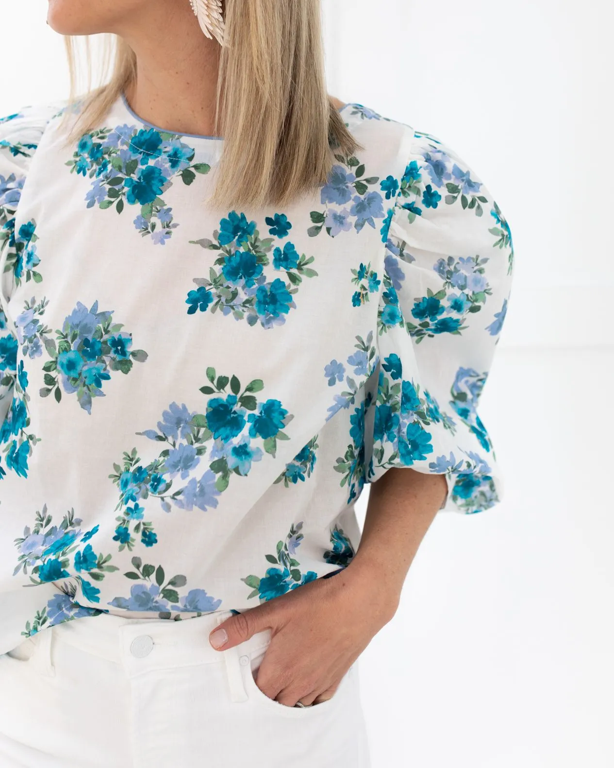 Vintage Blue Floral Top by LaRoque