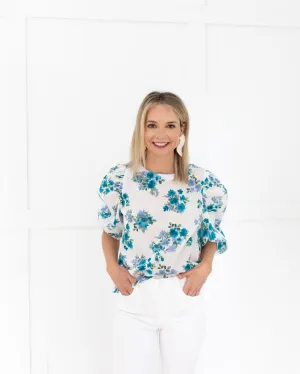 Vintage Blue Floral Top by LaRoque