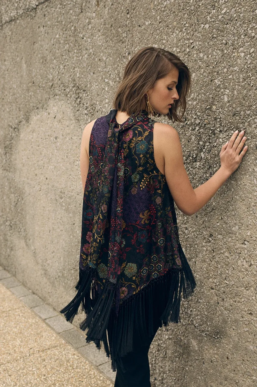Vintage Floral Fringe Top