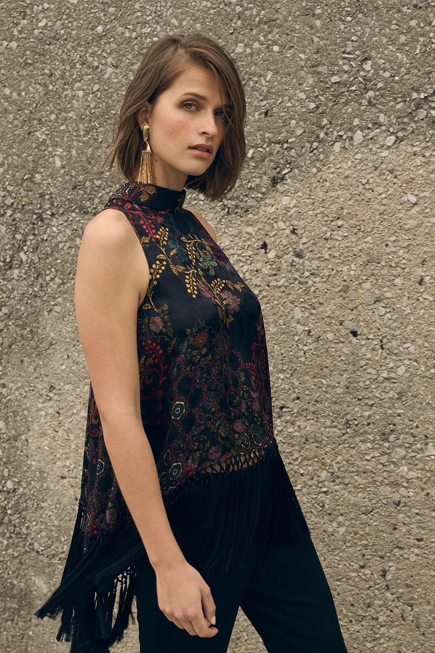 Vintage Floral Fringe Top
